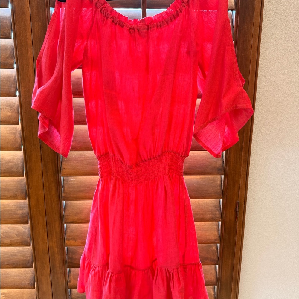 Boutique Dea Positano Italy Vibrant Red Ruffled Skirt